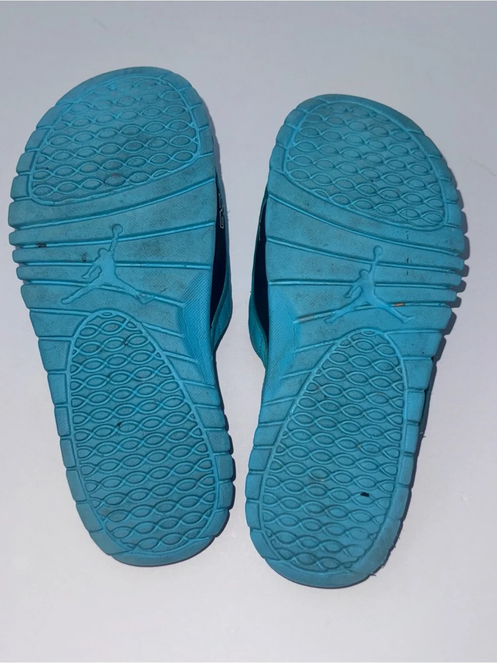 Jordan Slide Sandals in Black and Teal Blue